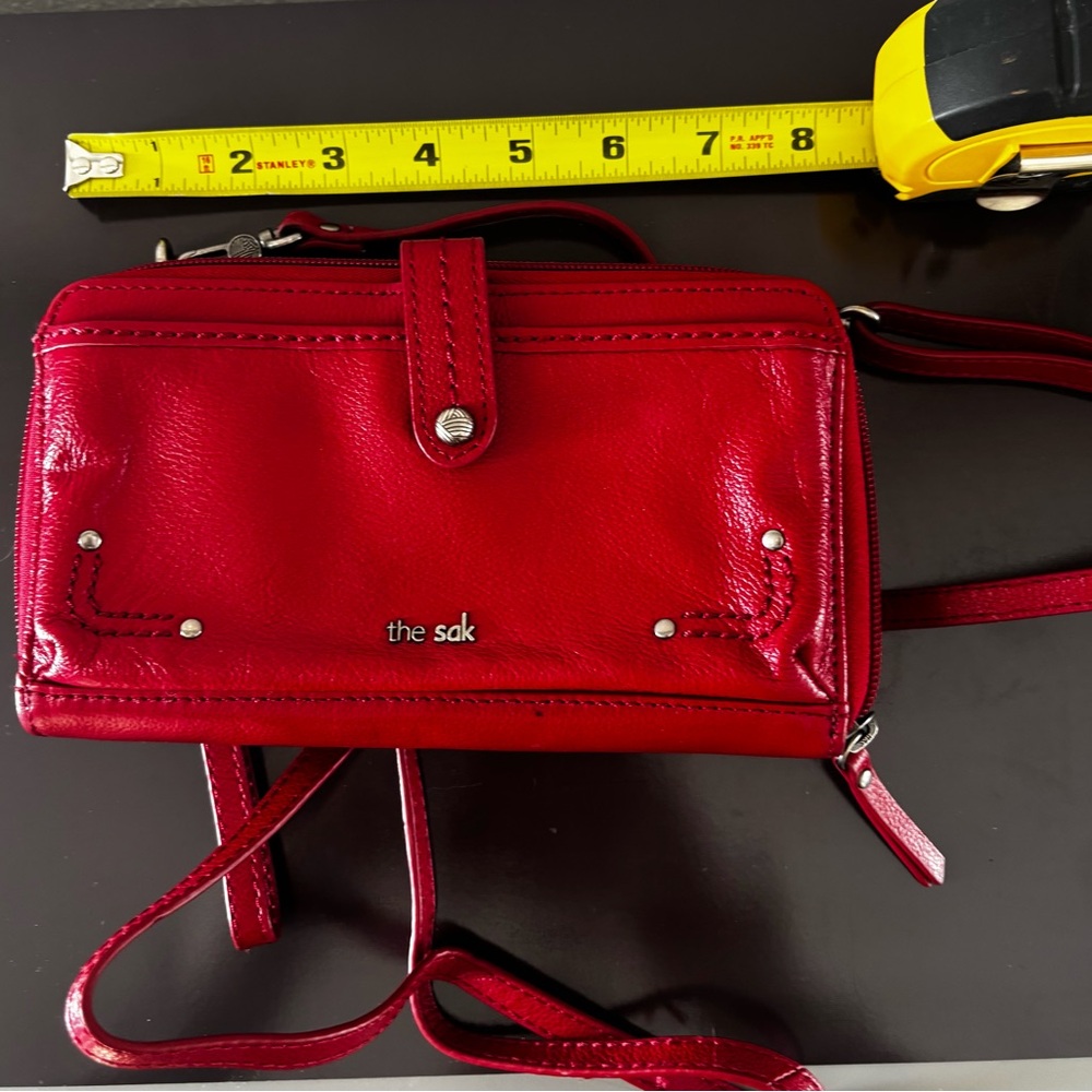 The Sak Red Leather Crossbody organizer purse/ wallet/ wristlet